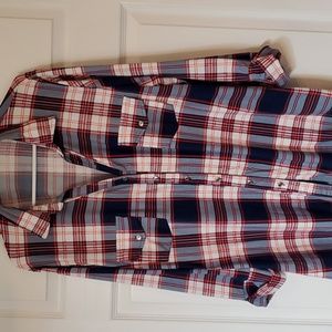 Papermoon blue plaid flannel look button down shirt 3X, StitchFix, soft, stretch